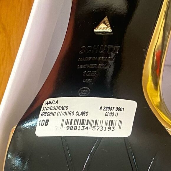 Schutz Pamela Heels Gold Ouro Claro shoes stilettos party Revolve NEW Sz 10 - Picture 11 of 13